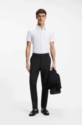 Pantaloni con fit moderno in twill di misto cotone, Nero