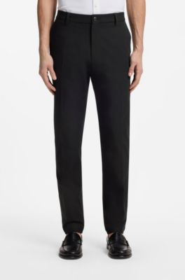 Modern-Fit Hose aus Baumwoll-Mix mit Twill-Struktur, Schwarz