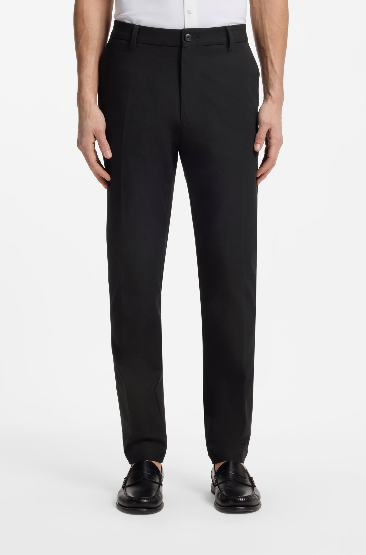 Boss Modern-fit trousers in cotton-blend twill byxor herr
