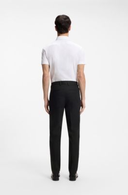 Broek in een twill van een katoenmix met moderne pasvorm, Zwart