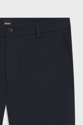 Bukser med moderne fit i twill af bomuldsblanding, M&oslash;rkebl&aring;