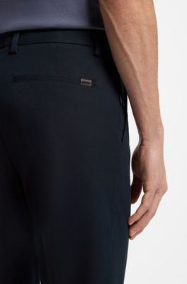 Modern-Fit Hose aus Baumwoll-Mix mit Twill-Struktur, Dunkelblau