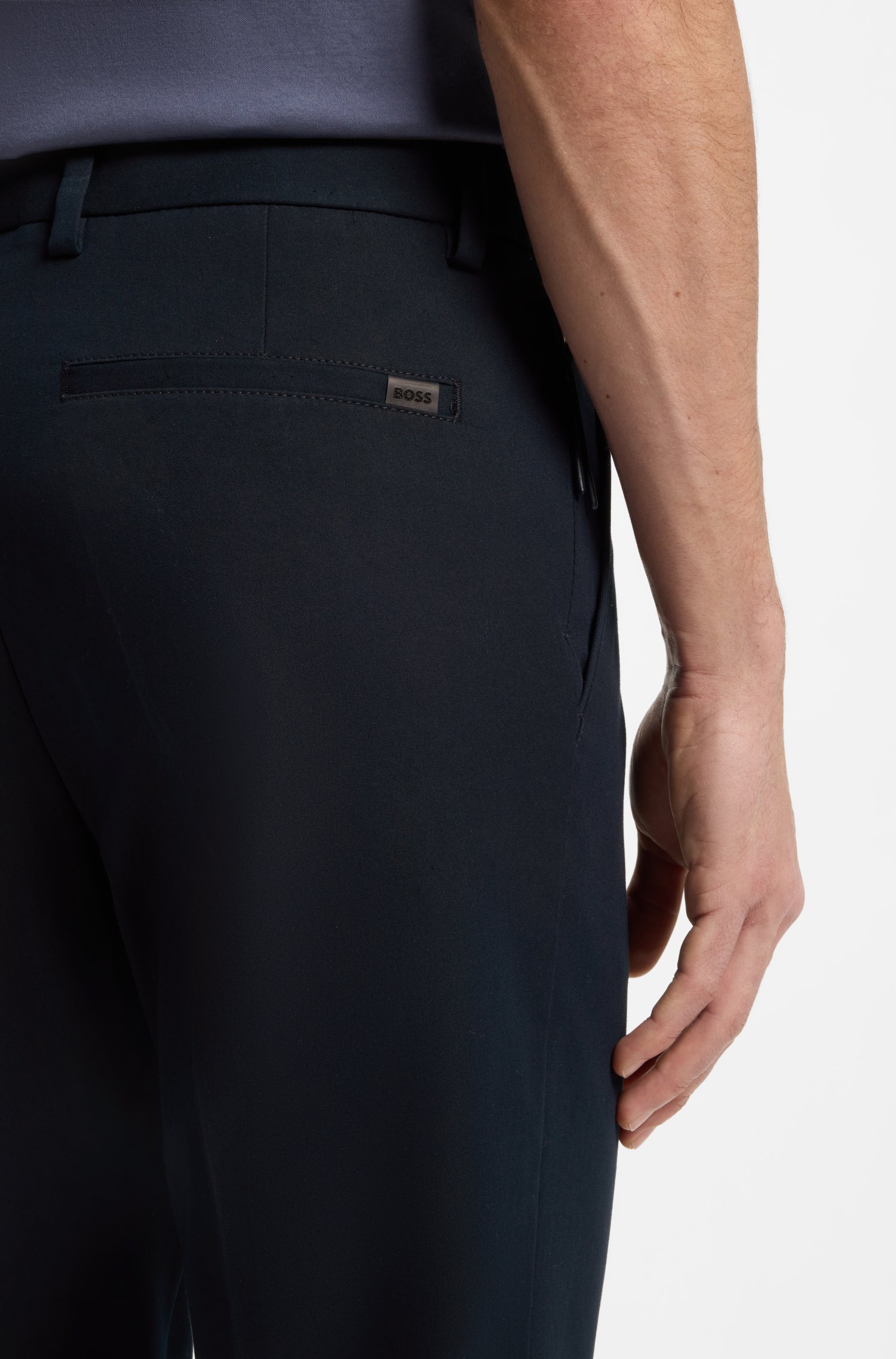 Boss Modern-fit trousers in cotton-blend twill byxor herr – bild 3