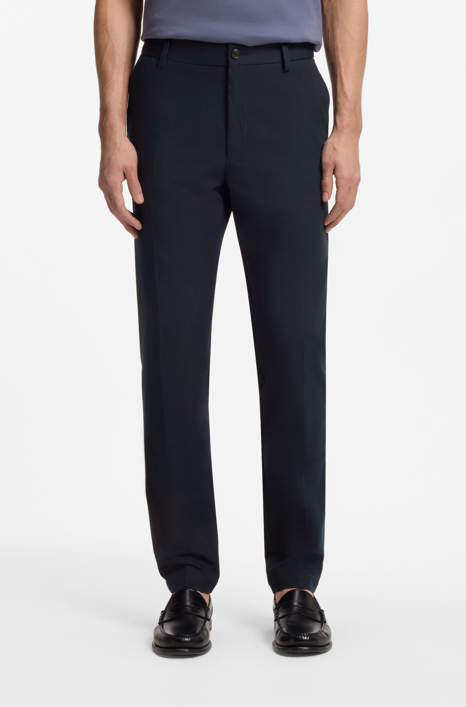Boss Modern-fit trousers in cotton-blend twill byxor herr