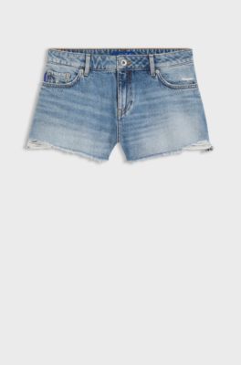 Regular-fit shorts in blue denim, Light Blue
