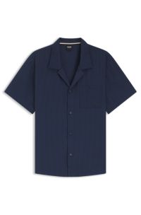 Regular-fit shirt in seersucker fabric, Dark Blue