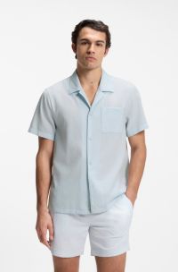 Regular-fit shirt in seersucker fabric, Light Blue
