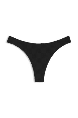 Brazilian bikini bottoms in stretch terry with stacked logos
