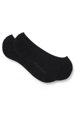Two-pack of invisible socks in cotton-blend piqu&eacute;, Black