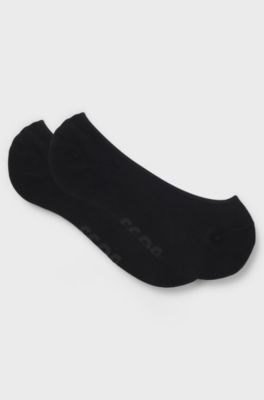 Two-pack of invisible socks in cotton-blend piqu&eacute;, Black