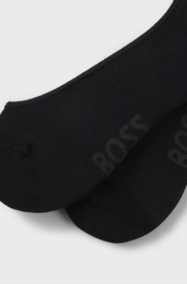 Two-pack of invisible socks in cotton-blend piqu&eacute;, Black