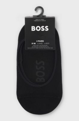 Two-pack of invisible socks in cotton-blend piqu&eacute;, Black