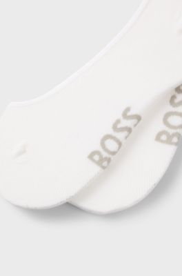 Two-pack of invisible socks in cotton-blend piqu&eacute;, White