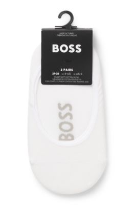 Two-pack of invisible socks in cotton-blend piqu&eacute;, White