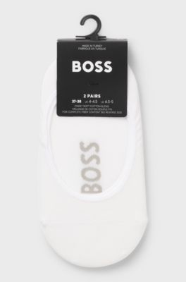 Two-pack of invisible socks in cotton-blend piqu&eacute;, White