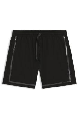 Swim shorts with logo stripe print, Black