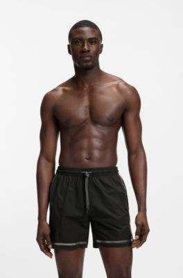 Swim shorts with logo stripe print, Black