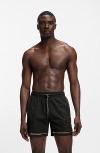 Swim shorts with logo stripe print, Black