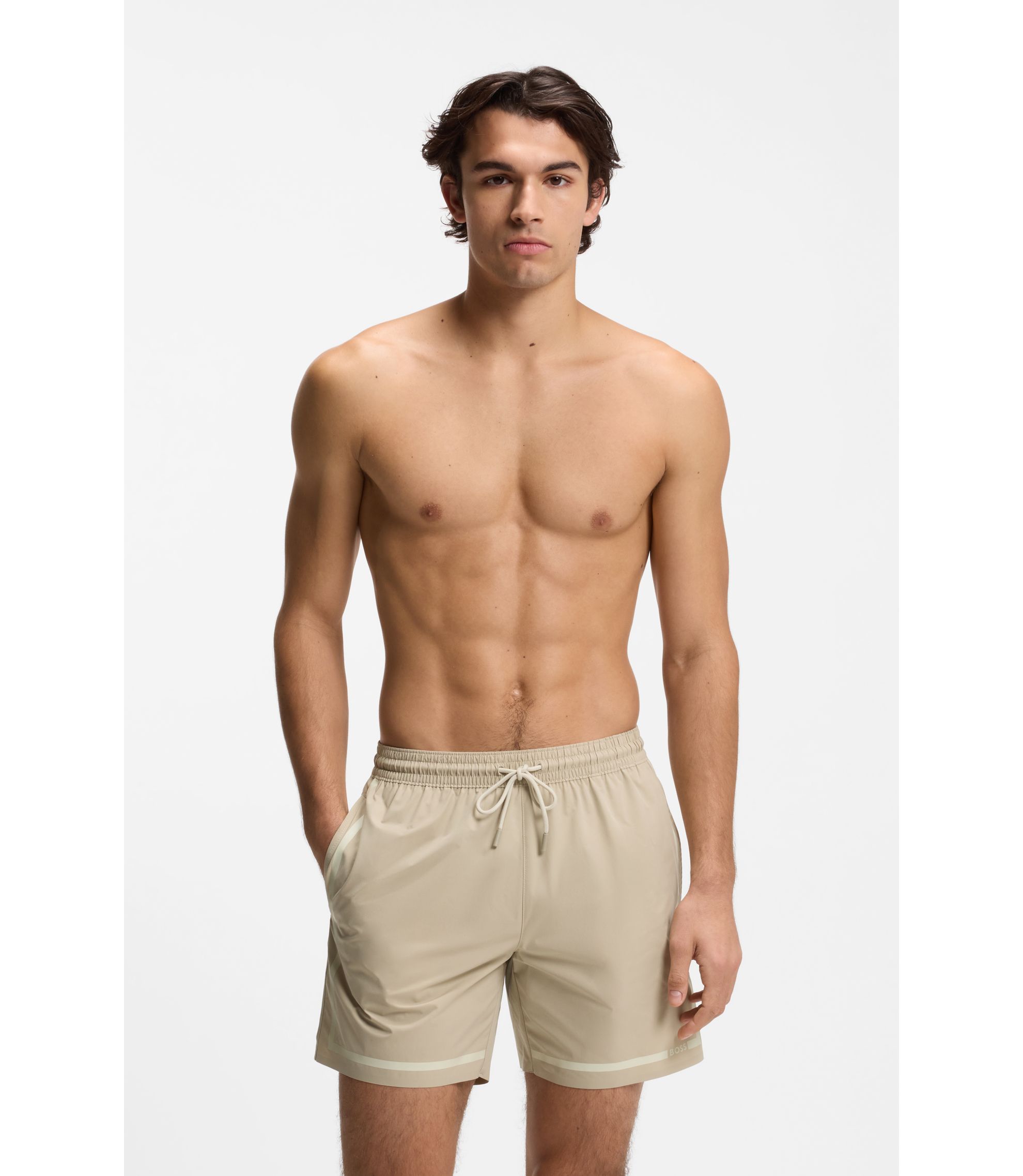 Badeshorts mit Logo-Streifen-Print