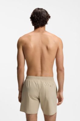 Swim shorts with logo stripe print, Light Beige