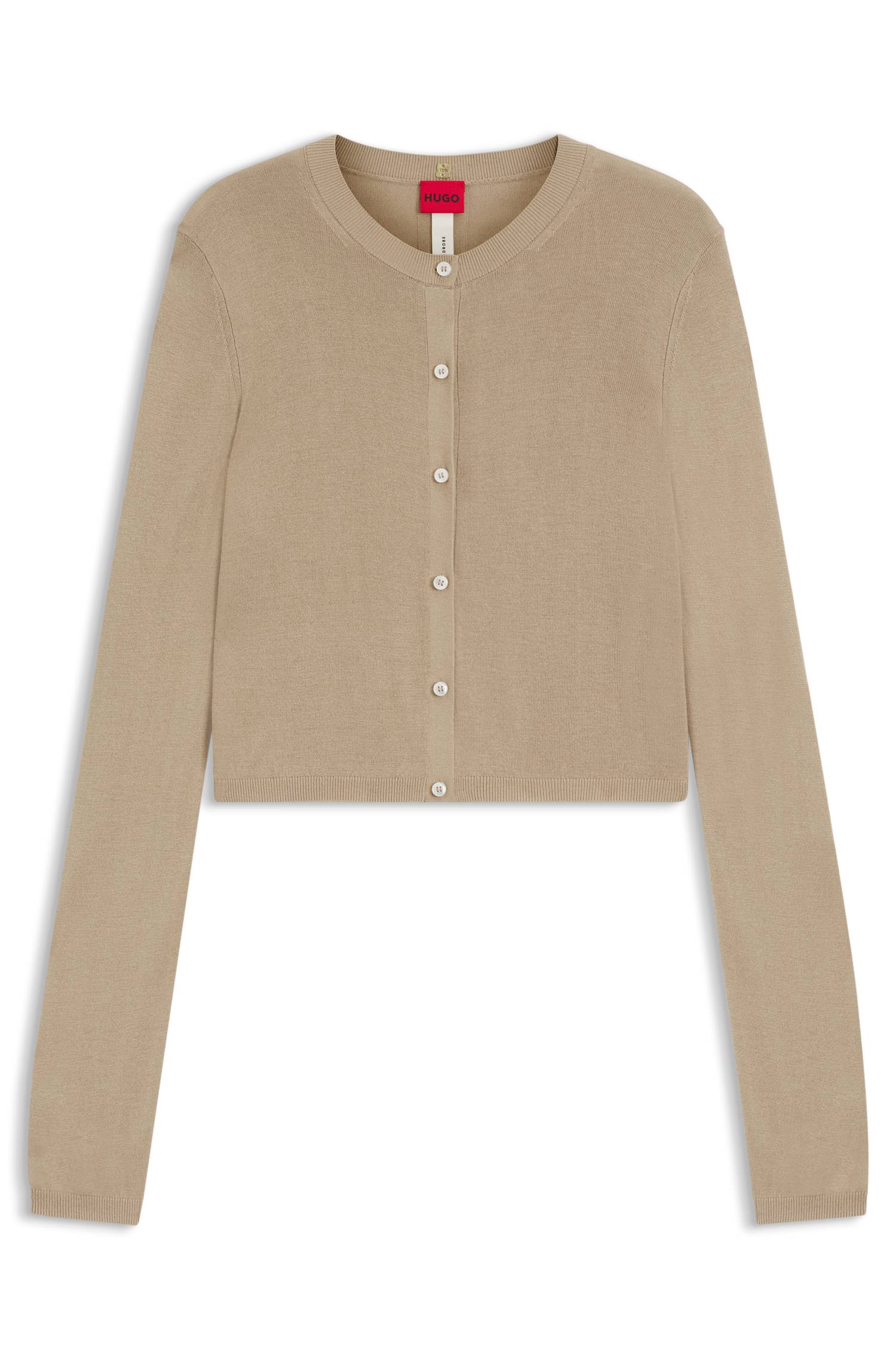 Hugo Cropped cardigan with rear ribbed detail dam – bild 4
