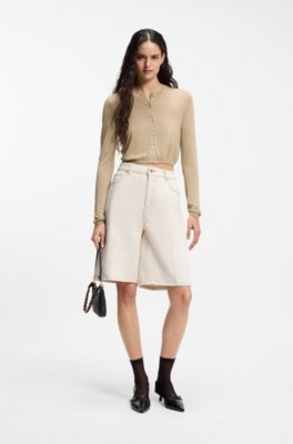 Cropped cardigan with rear ribbed detail 2