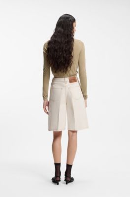 Cropped cardigan with rear ribbed detail, Beige
