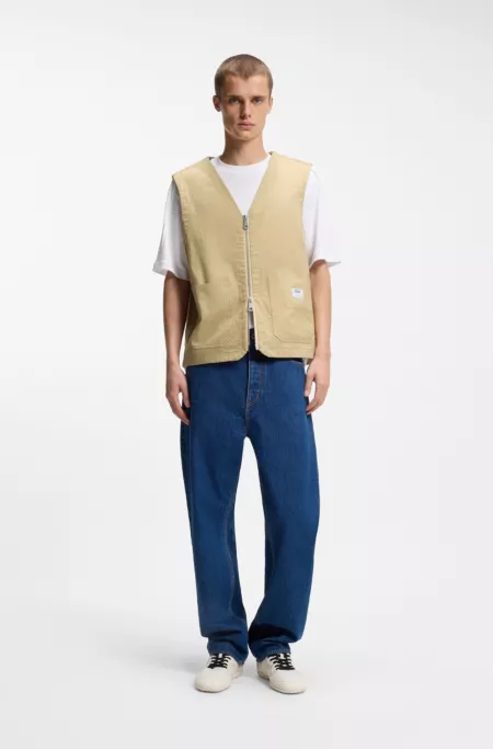 Relaxed-fit gilet in mercerised cotton