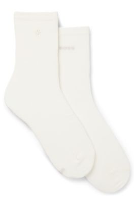 Two-pack of regular-length socks with logo details, White
