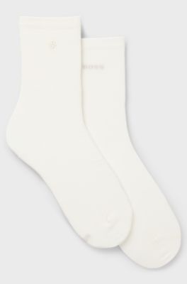 Two-pack of regular-length socks with logo details, White