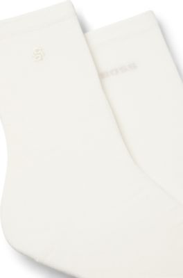 Two-pack of regular-length socks with logo details, White