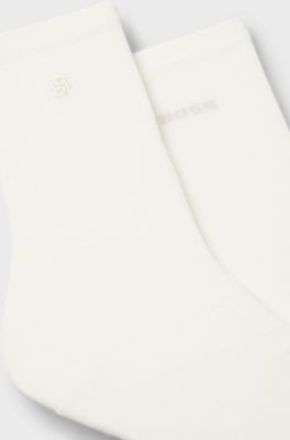 Two-pack of regular-length socks with logo details, Natural