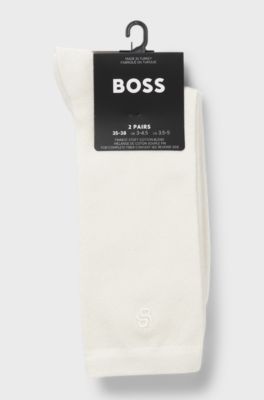 Two-pack of regular-length socks with logo details, Natural
