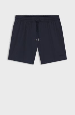 Quick-dry swim shorts in stretch seersucker, Dark Blue
