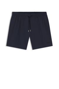 Short de bain en seersucker stretch &agrave; s&eacute;chage rapide, Bleu fonc&eacute;