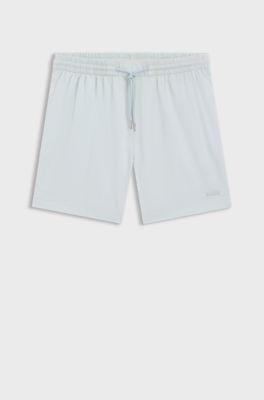 Quick-dry swim shorts in stretch seersucker, Light Blue