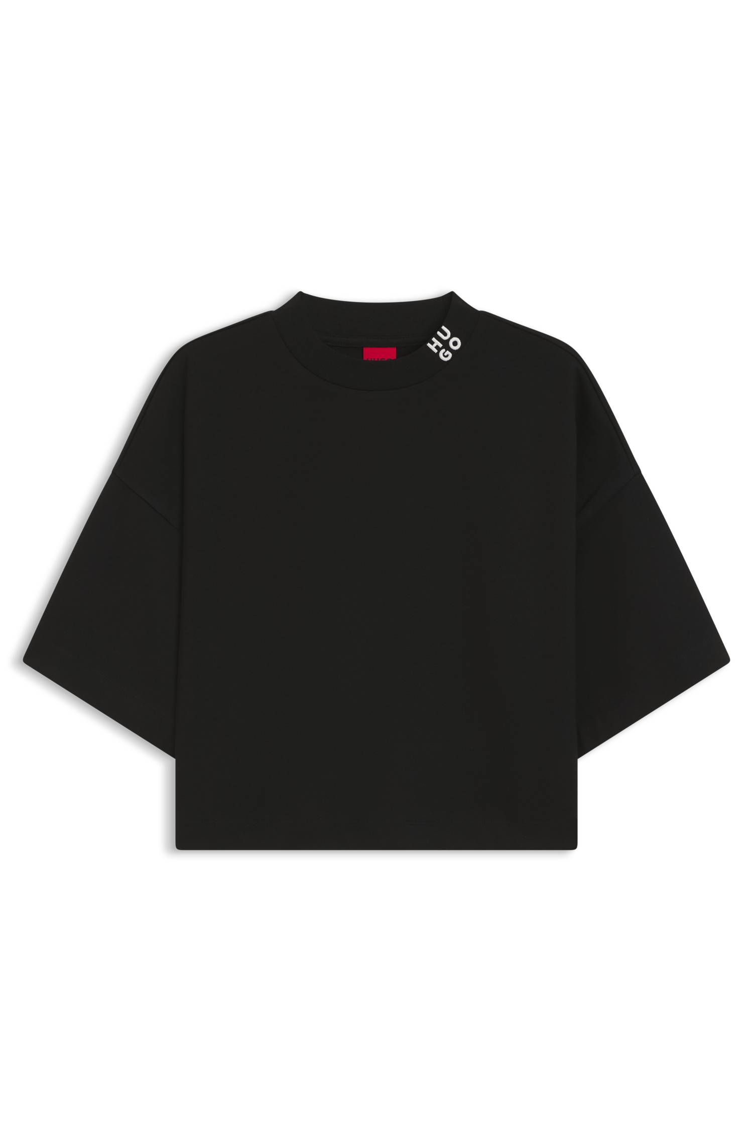 Hugo Relaxed-fit cropped T-shirt in cotton with neck logo dam – bild 4