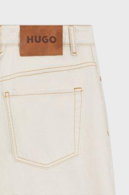 Barrel-fit jeans in ecru denim, White