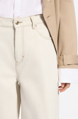 Barrel-fit jeans in ecru denim, White