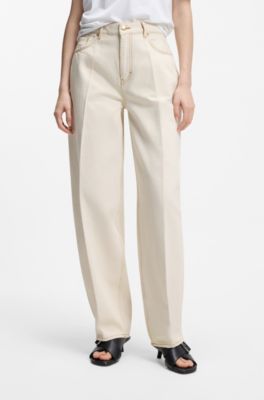 Barrel-fit jeans in ecru denim, White
