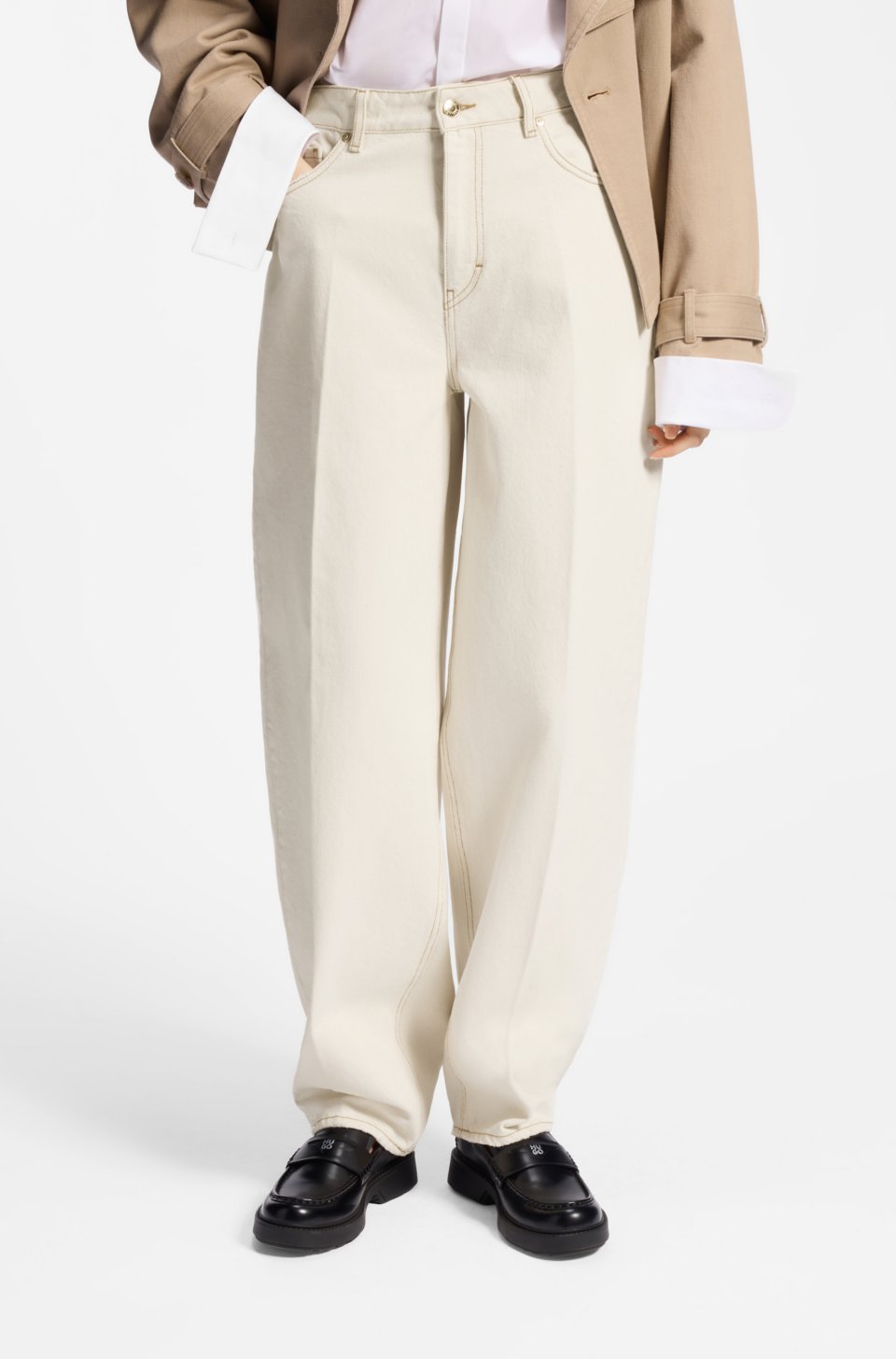 Barrel-fit jeans in ecru denim