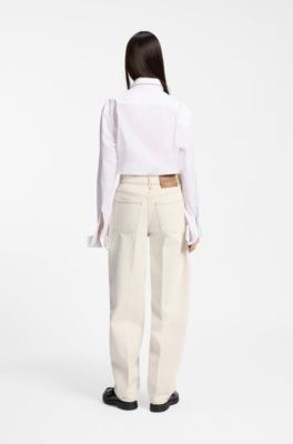 Barrel-fit jeans in ecru denim, White
