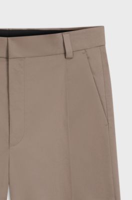 Relaxed-fit shorts in stretch-cotton twill, Light Brown