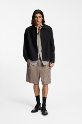 Relaxed-Fit Shorts aus elastischem Baumwoll-Twill, Hellbraun