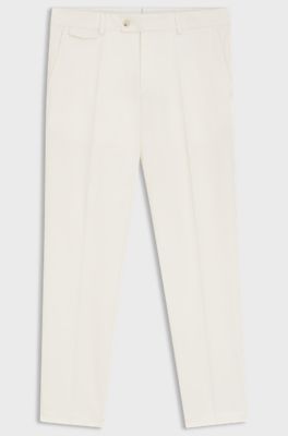 Pantaloni dal fit affusolato in popeline di cotone elasticizzato facile da stirare, Bianco
