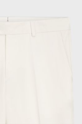 Pantaloni dal fit affusolato in popeline di cotone elasticizzato facile da stirare, Bianco