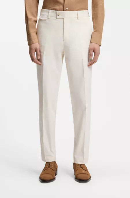 Tapered-fit trousers in easy-iron stretch-cotton poplin