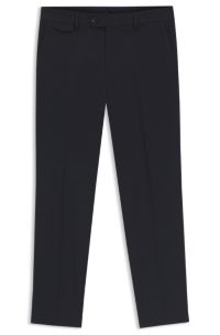 Tapered-fit trousers in easy-iron stretch-cotton poplin, Dark Blue