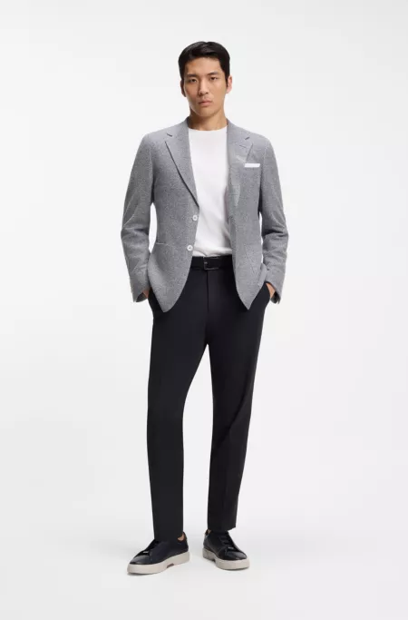 Tapered-fit trousers in easy-iron stretch-cotton poplin