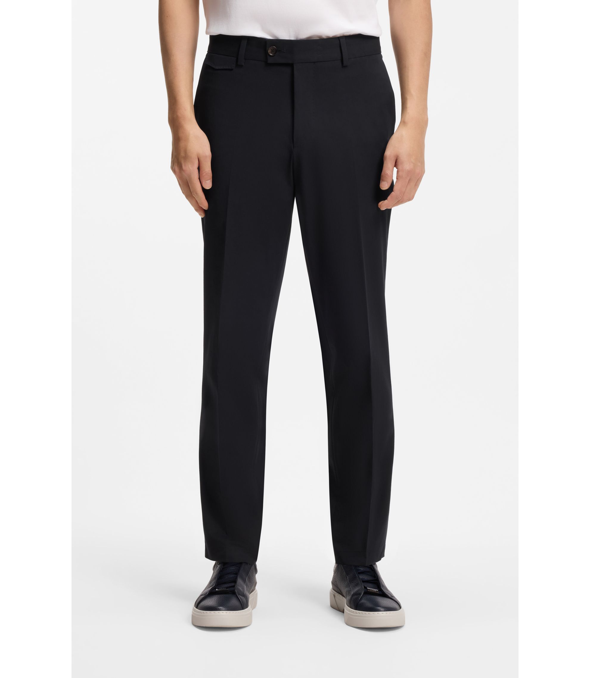 Tapered-Fit Hose aus bügelleichter Stretch-Baumwolle-Popeline